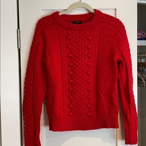 J.Crew Red Pom Pom Sweater Size Small
